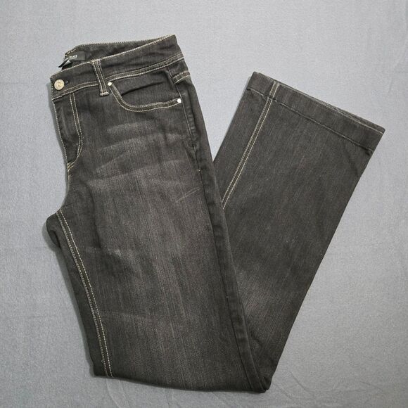 White House Black Market Women 8R Blanc Black Mid Rise Boot Leg Jeans - Picture 1 of 13